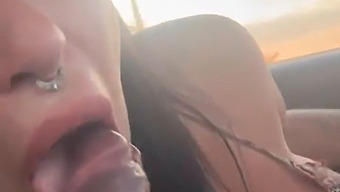 Melissa Lisboa Gives An Amazing Blowjob And Facial Cumshot While Driving
